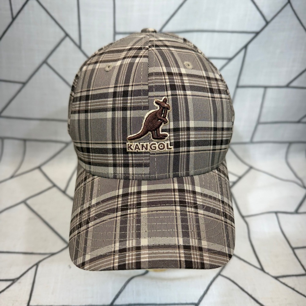 Kangol Baseball Cap S/M Brown Plaid Flexfit Vintage Plaid Hat K0087HW